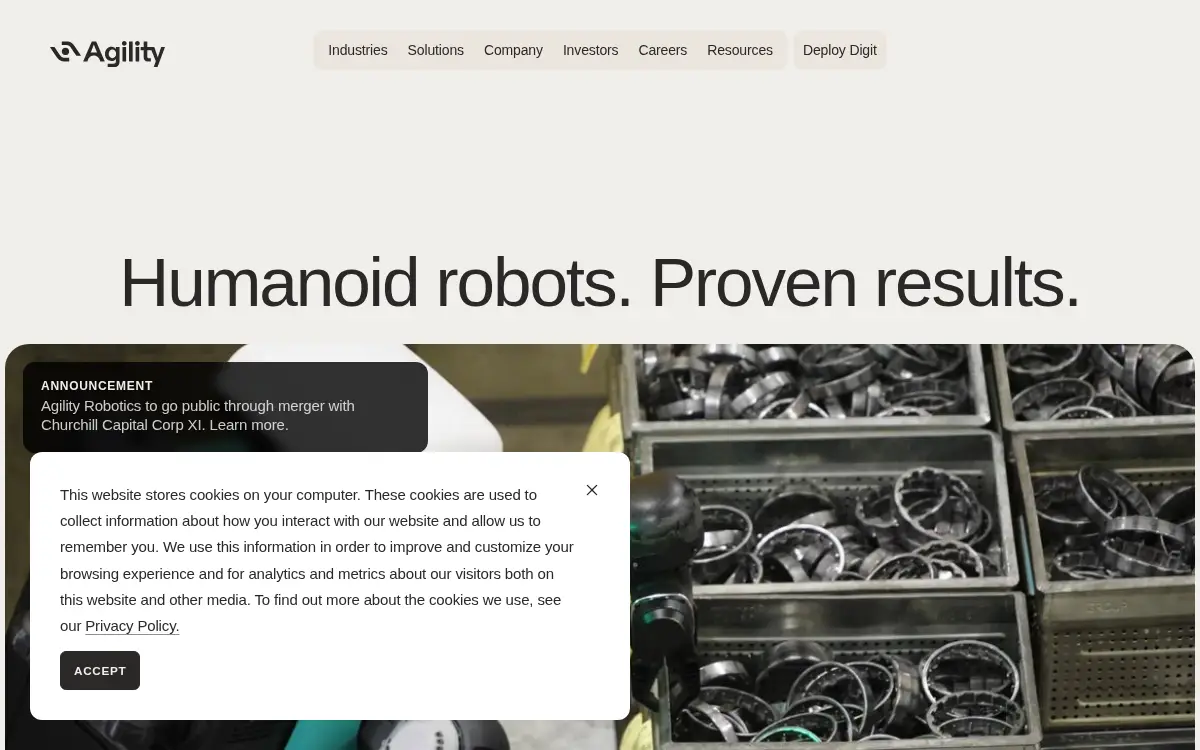 Homepage of Agility Robotics, INC.