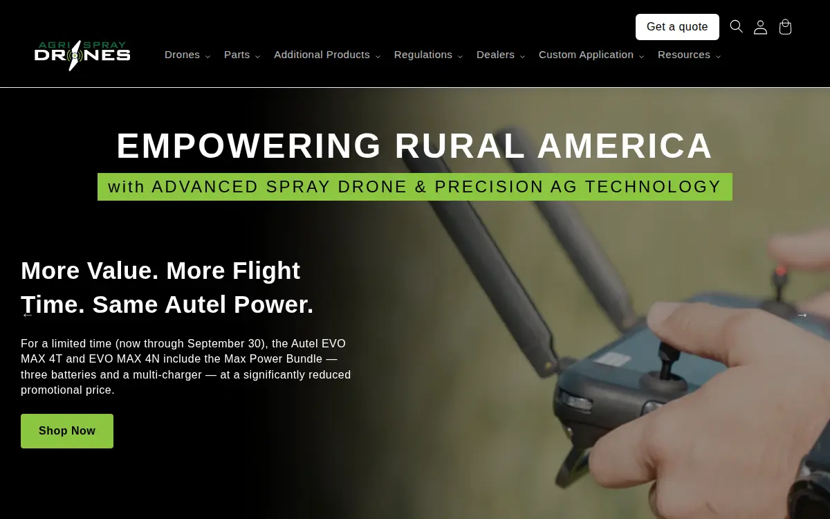 Homepage of Agri Spray Drones, LLC