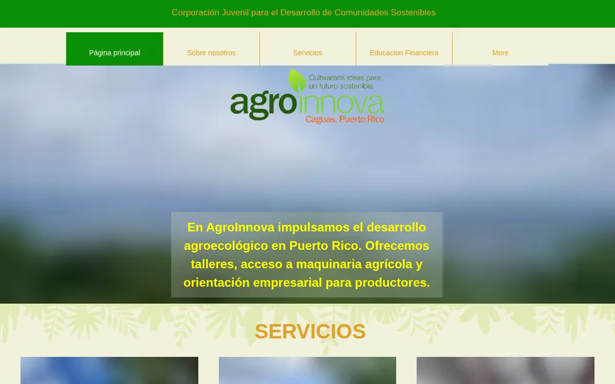 Homepage of Corporacion Juvenil Para El Desarrollo De Comunidades Sostenibles
