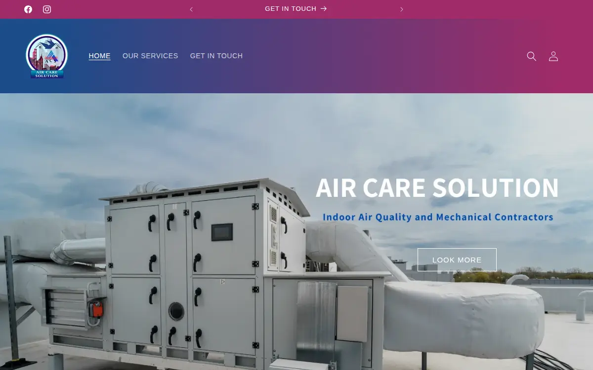 Homepage of Air Care Solution LLC
