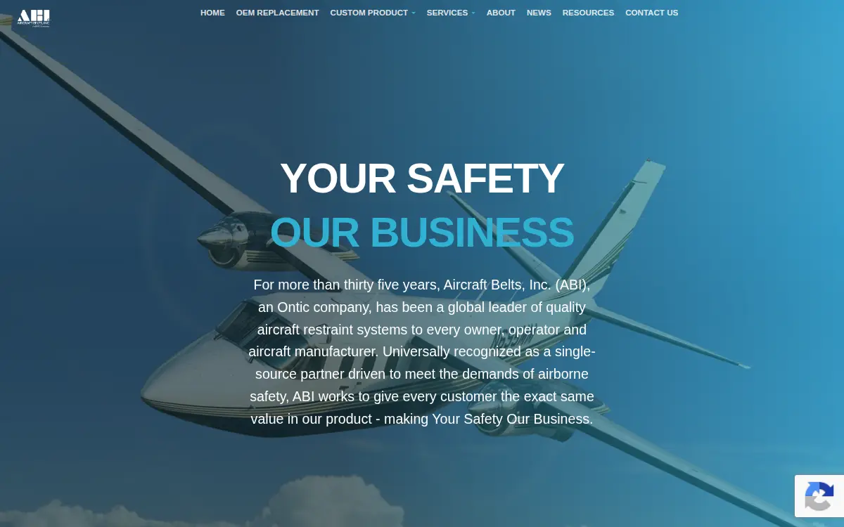 Homepage of Aircraft Belts, INC