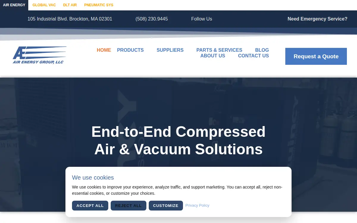 Homepage of Air Energy Group LLC