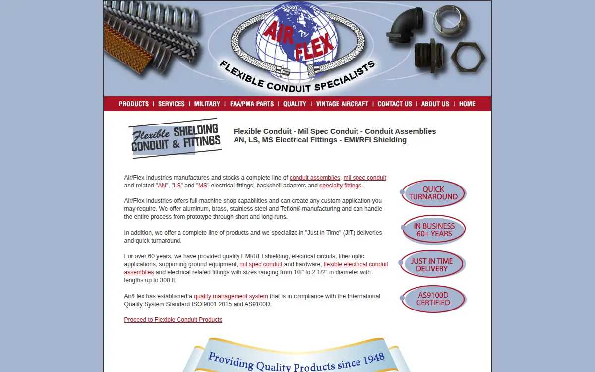 Homepage of Air/flex Industries, INC.