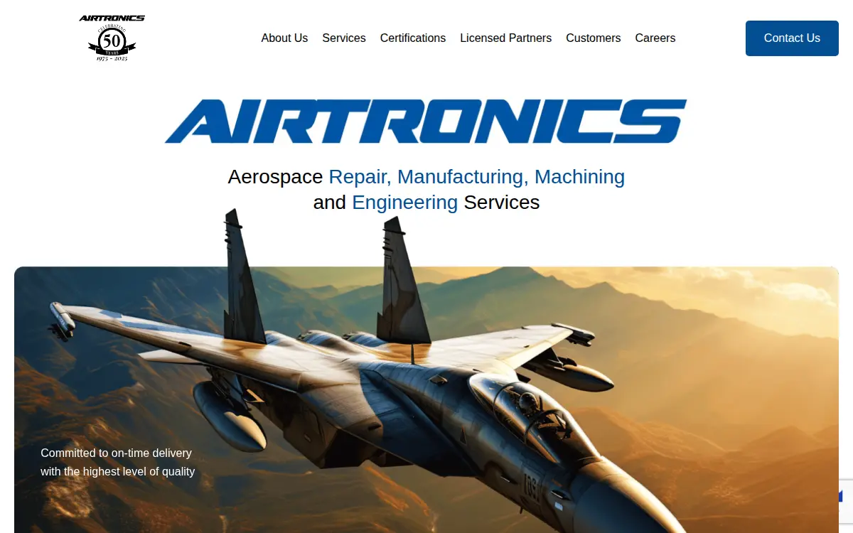 Homepage of Airtronics, LLC