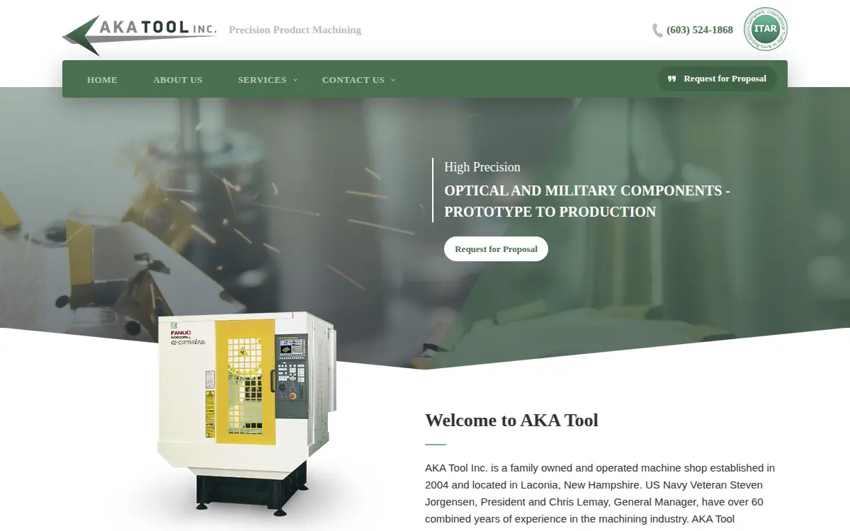 Homepage of Aka Tool, INC.