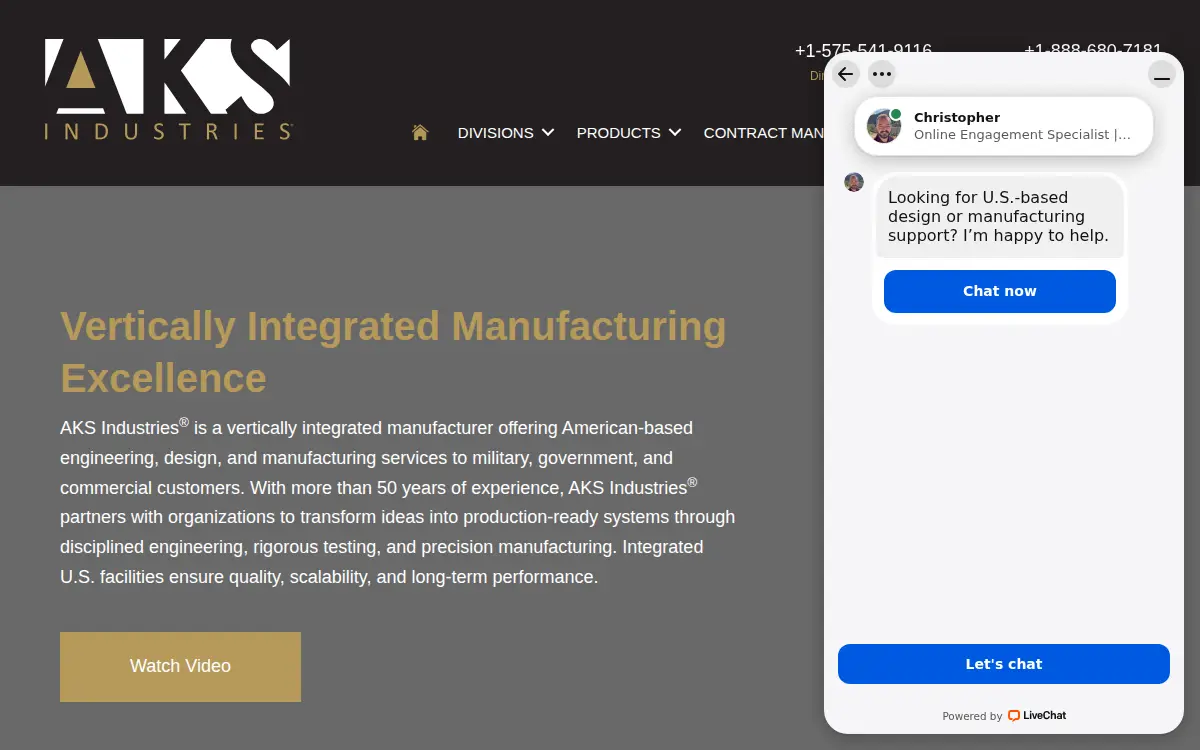Homepage of Aks Industries INC