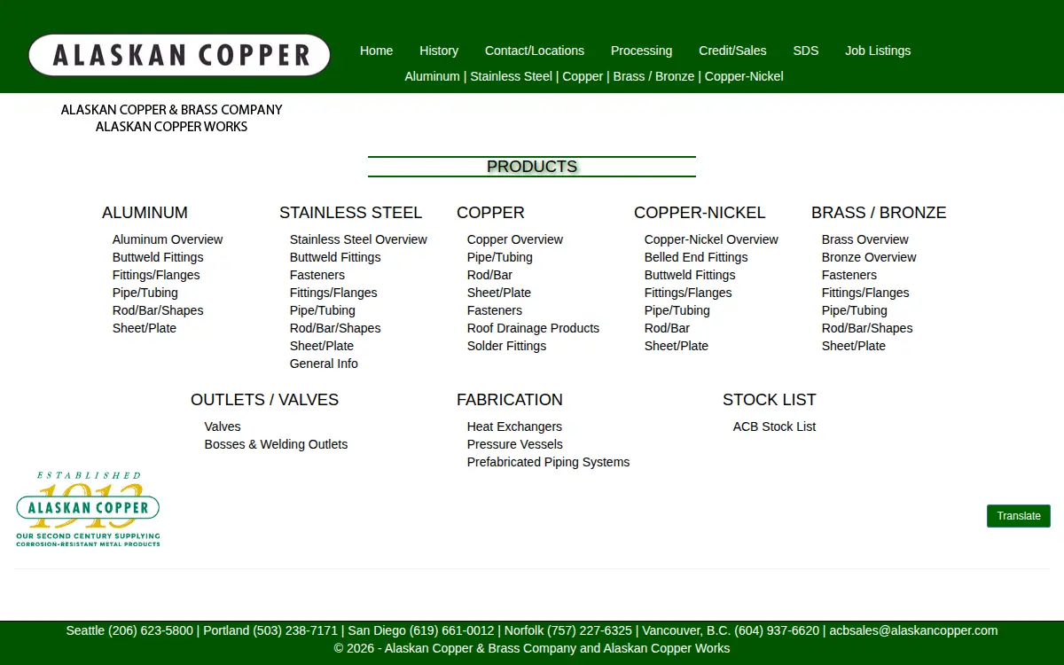 Homepage of Alaskan Copper Companies, INC.