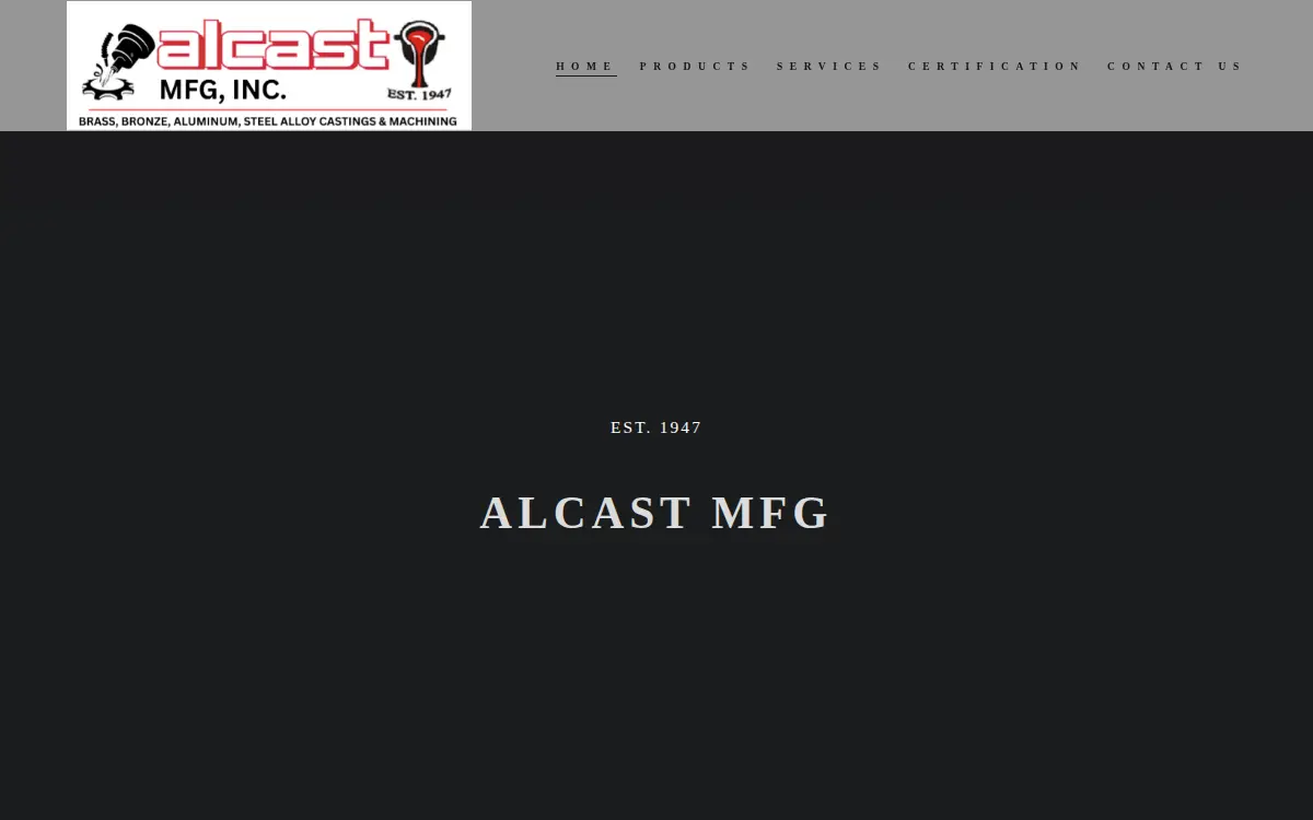Homepage of Alcast Mfg, INC.