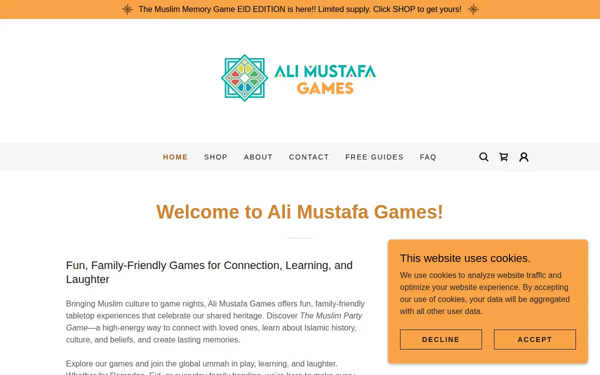 Homepage of Ali Mustafa Games LLC