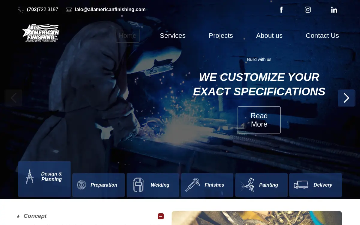 Homepage of All American Finishing LLC