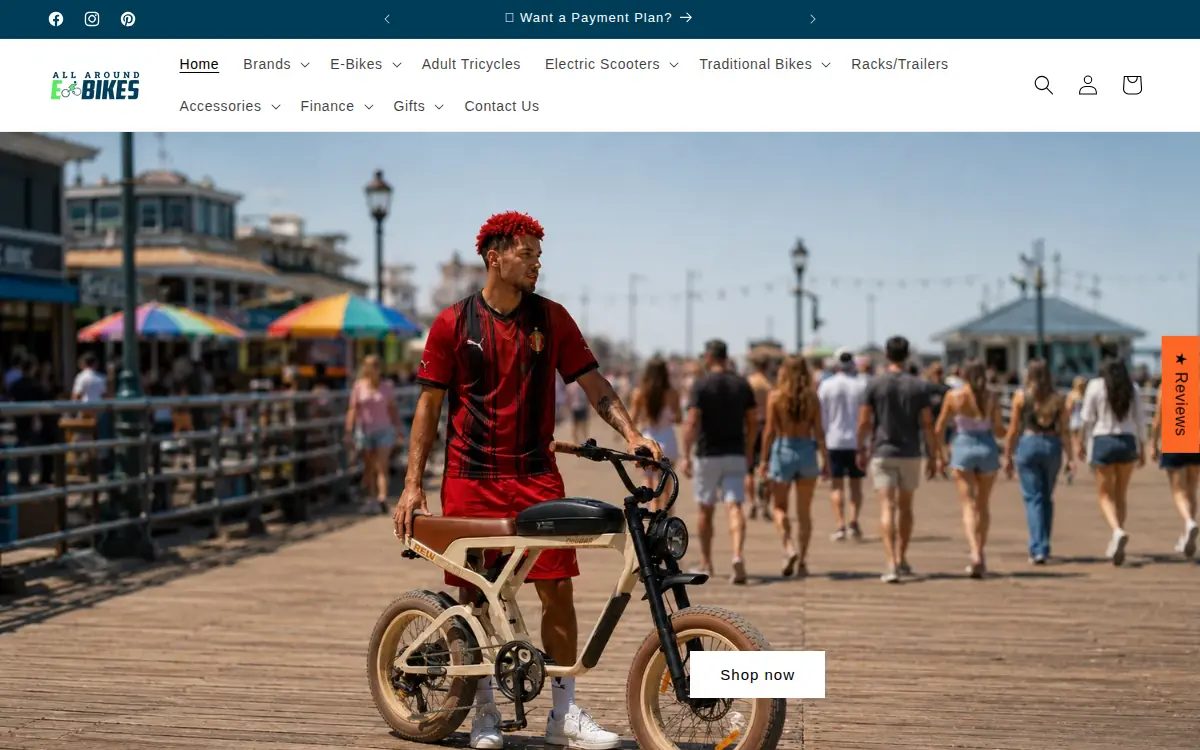 Homepage of All Around E-bikes, LLC