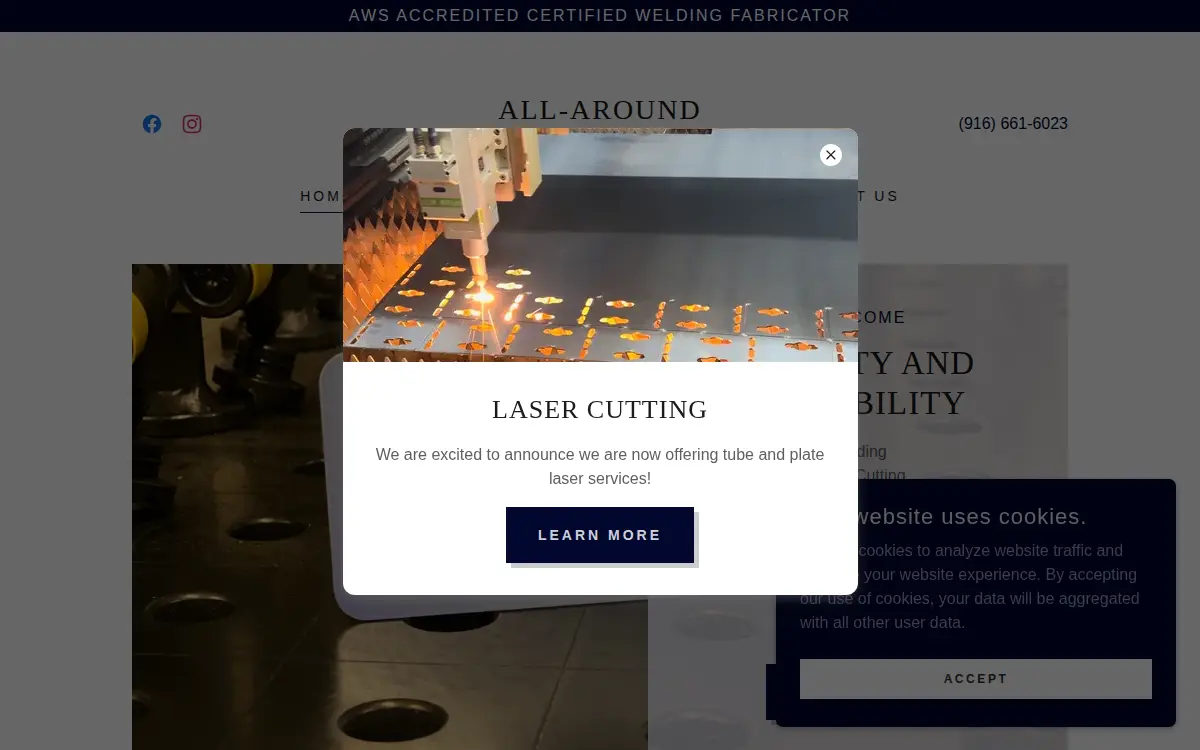 Homepage of All-around Fabrication, INC.