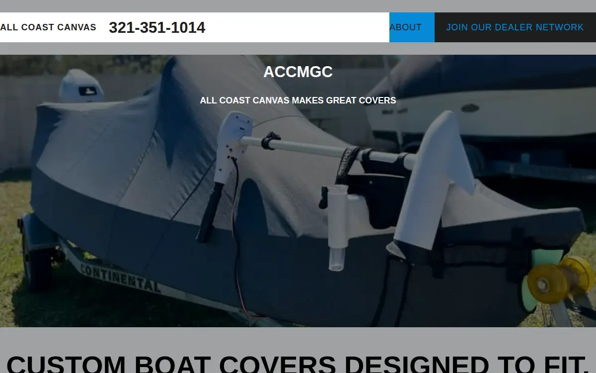Homepage of All Coast Canvas LLC