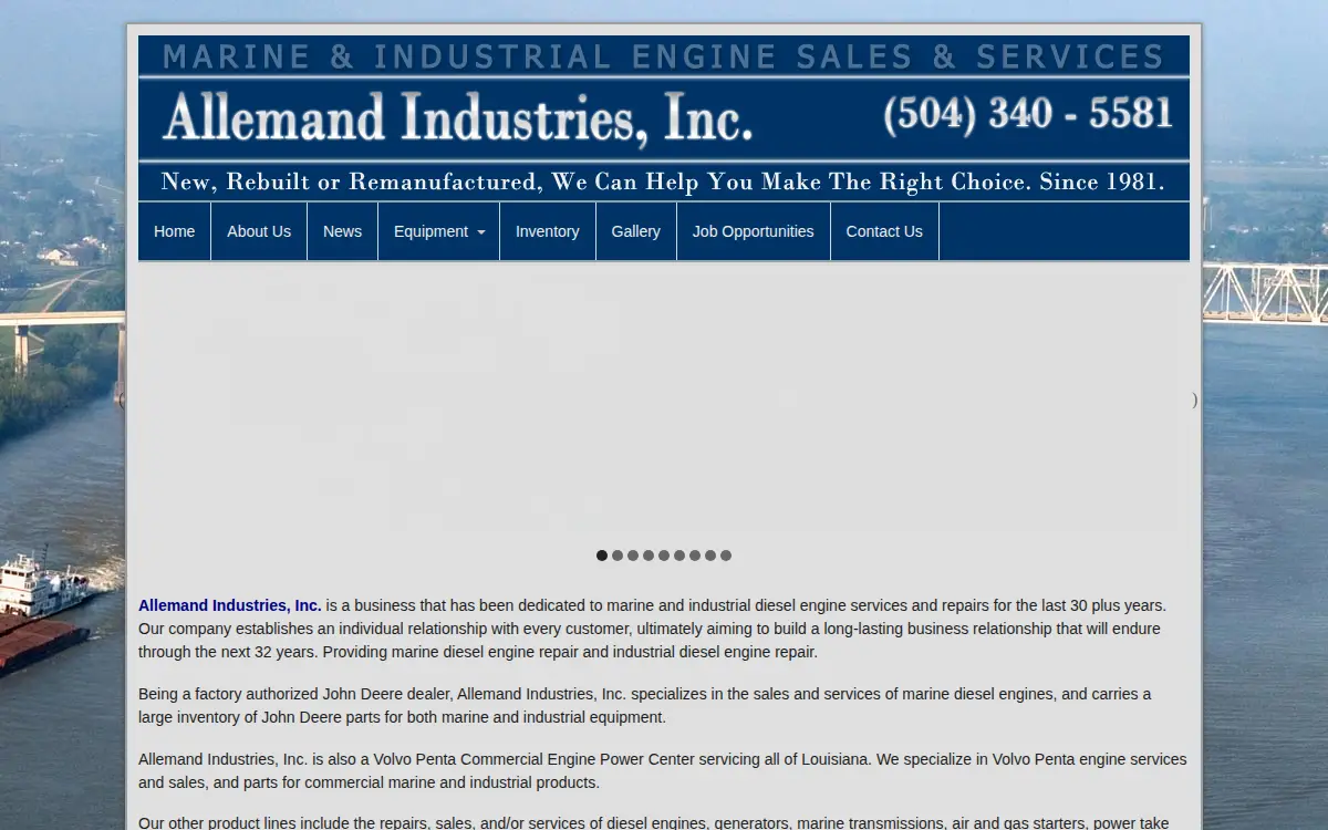 Homepage of Allemand Industries, INC