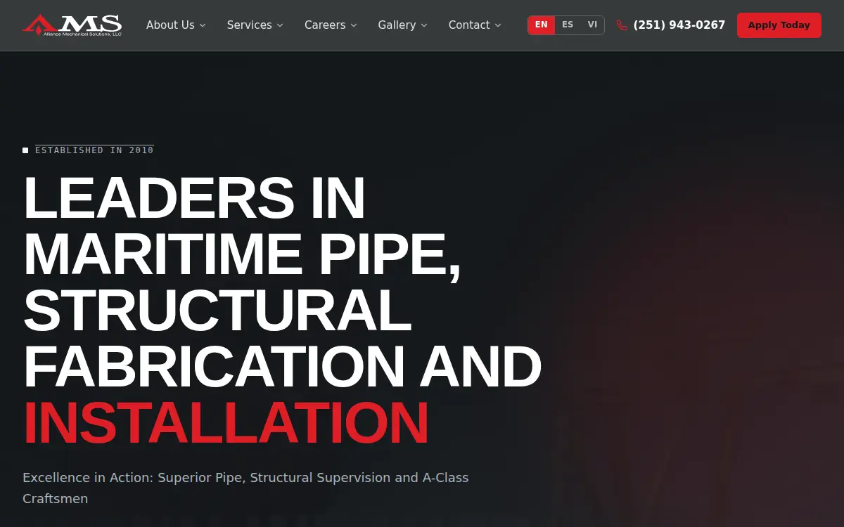 Homepage of Alliance Mechanical Solutions LLC