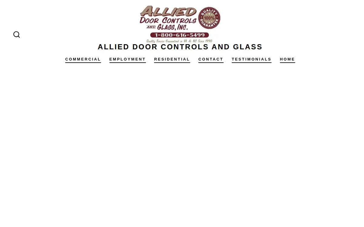 Homepage of Allied Door Controls and Glass, INC.
