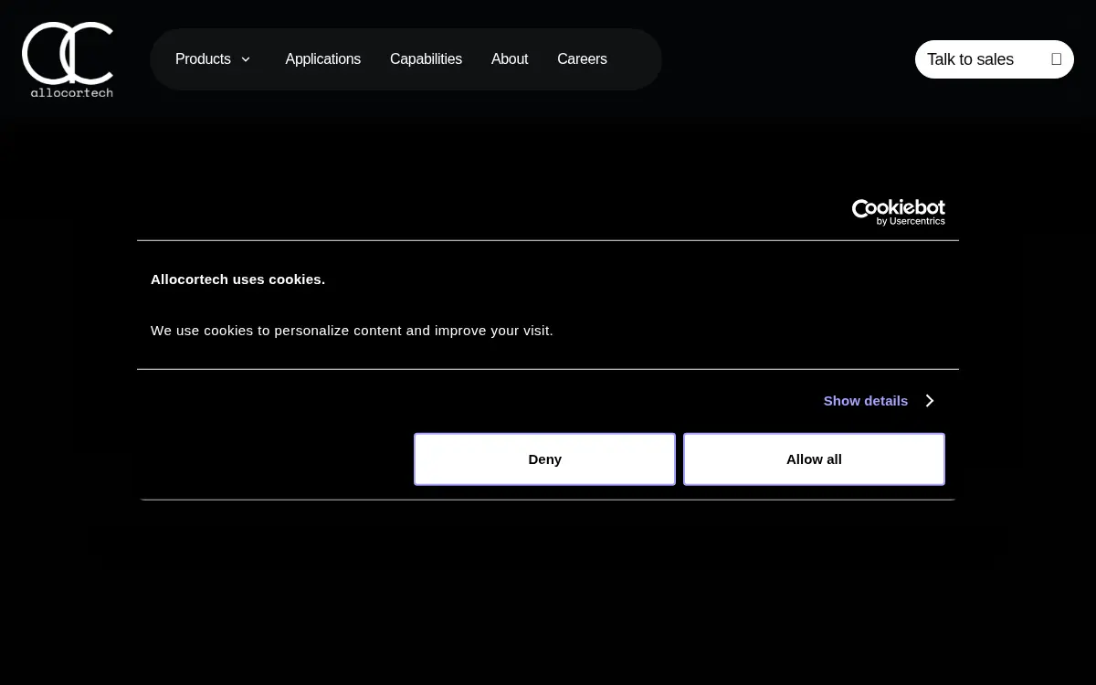 Homepage of Allocortech INC.