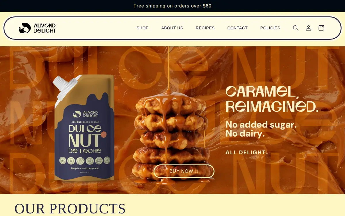 Homepage of Almond Delight, LLC