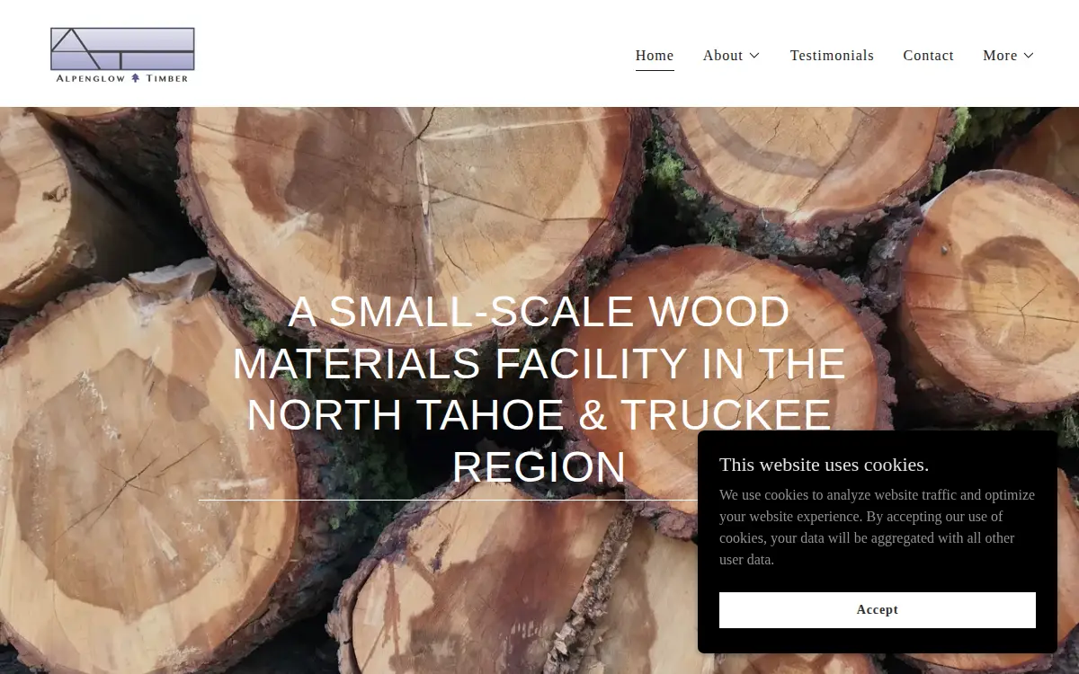 Homepage of Alpenglow Timber LLC