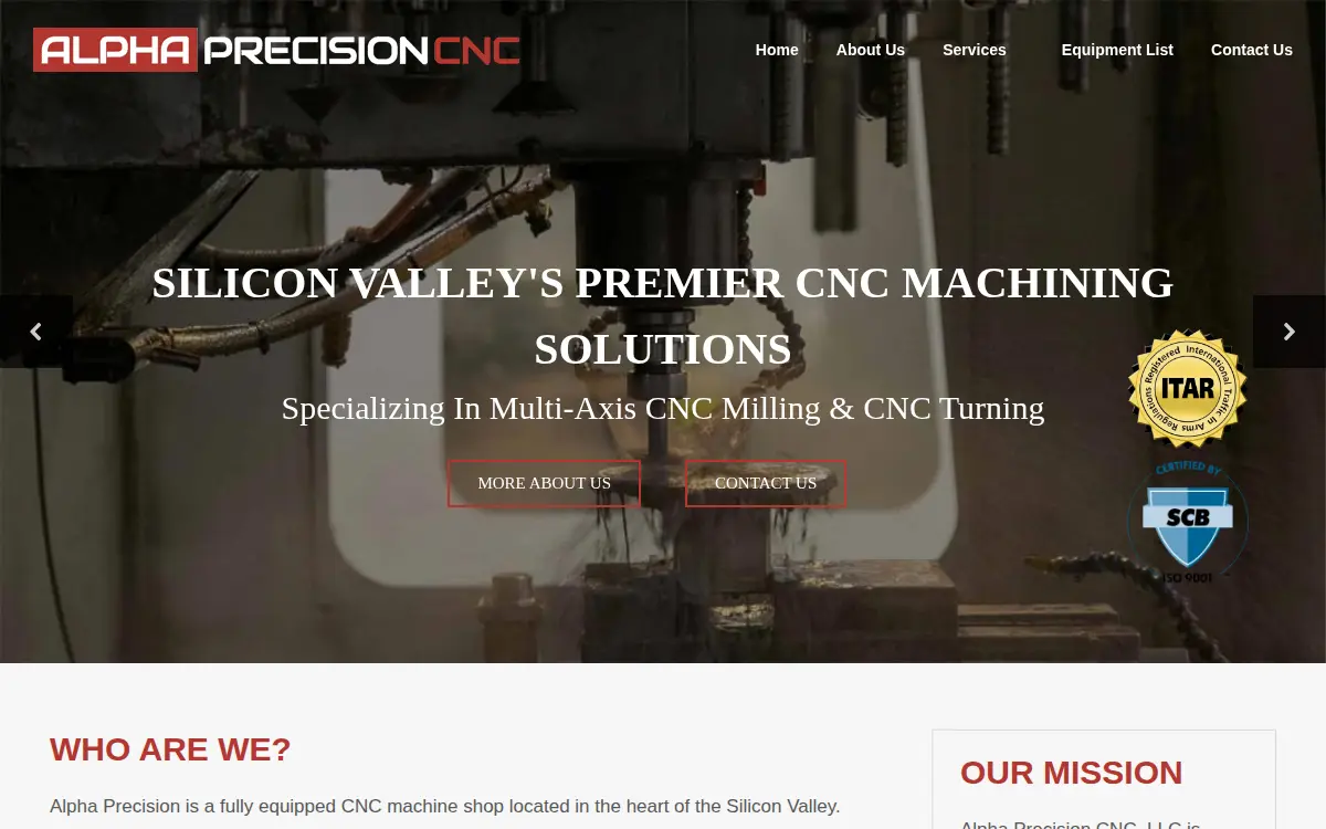 Homepage of Alpha Precision Cnc, LLC