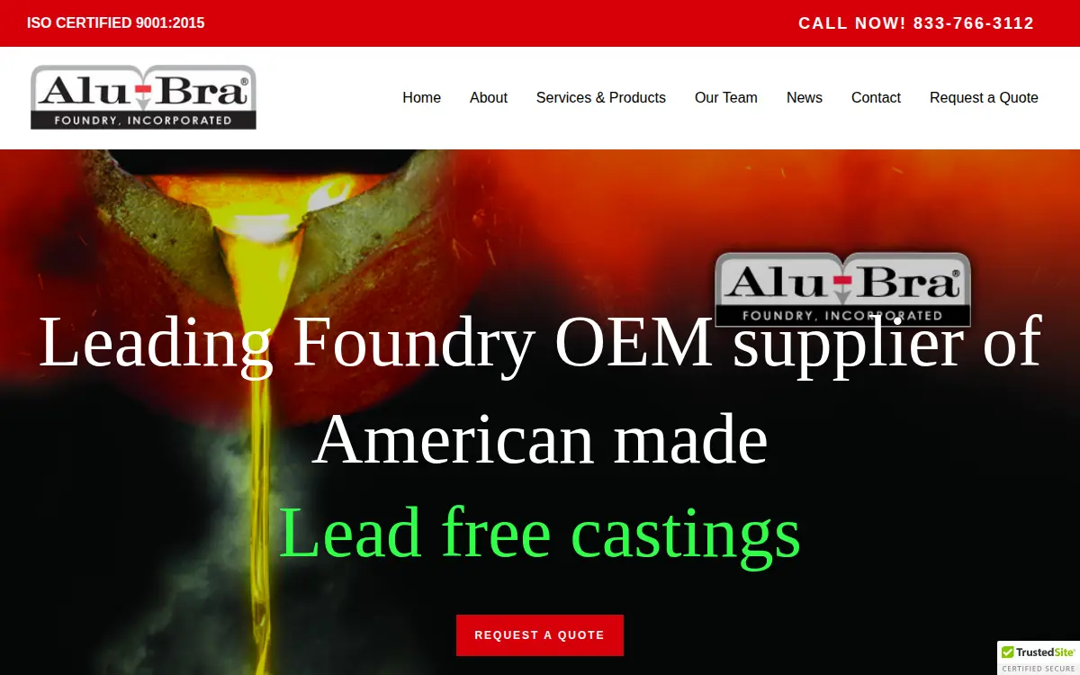 Homepage of Alu-bra Foundry, INC.