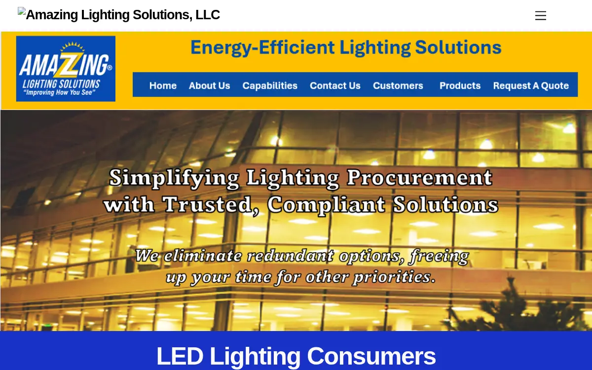 Homepage of Amazing Lighting Solutions, LLC