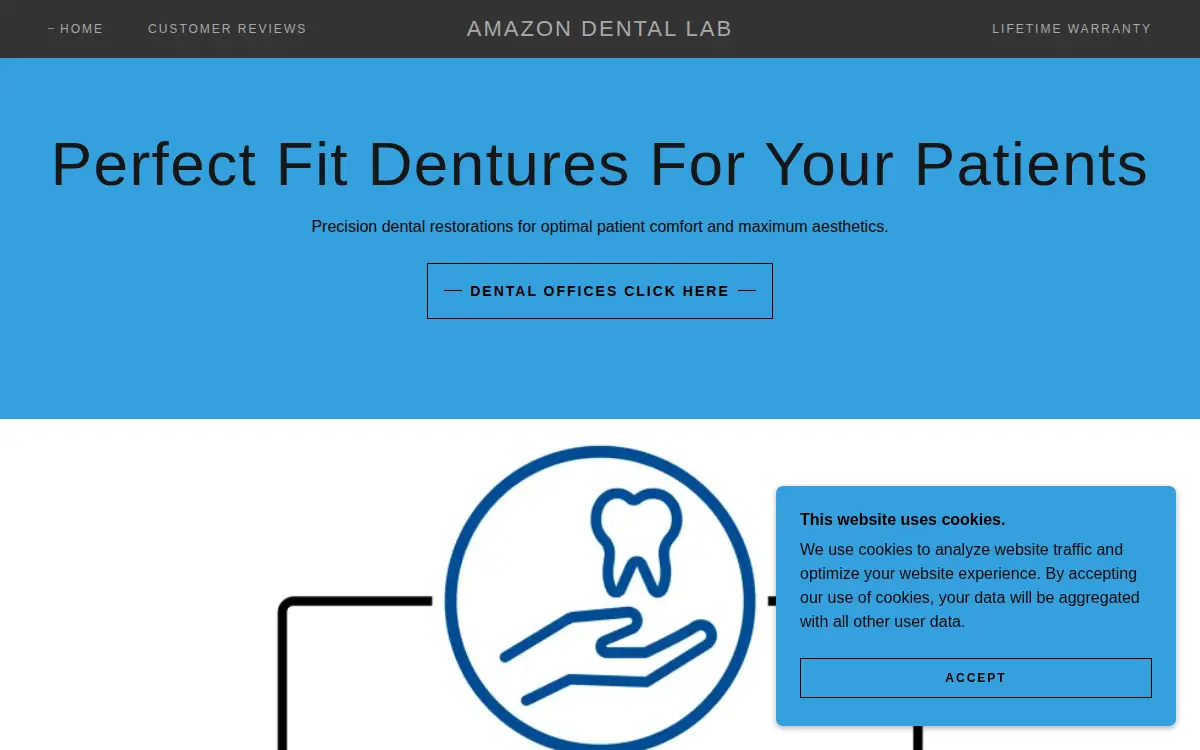 Homepage of Amazon Dental Lab LLC