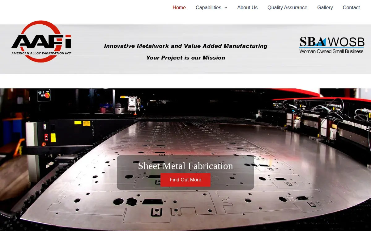 Homepage of American Alloy Fabrication INC
