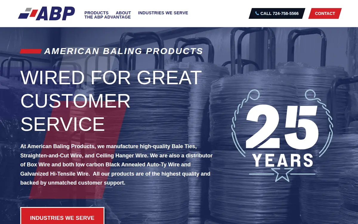 Homepage of American Baling Products, INC