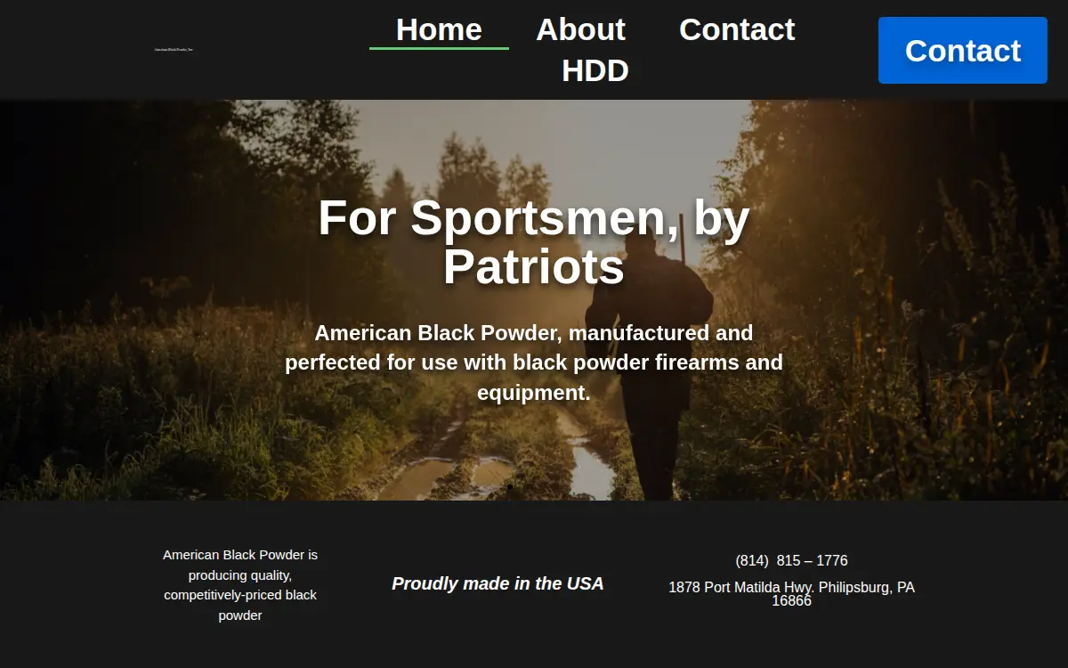 Homepage of American Black Powder, INC.