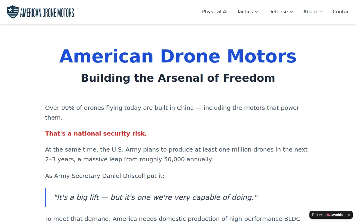 Homepage of American Drone Motors INC