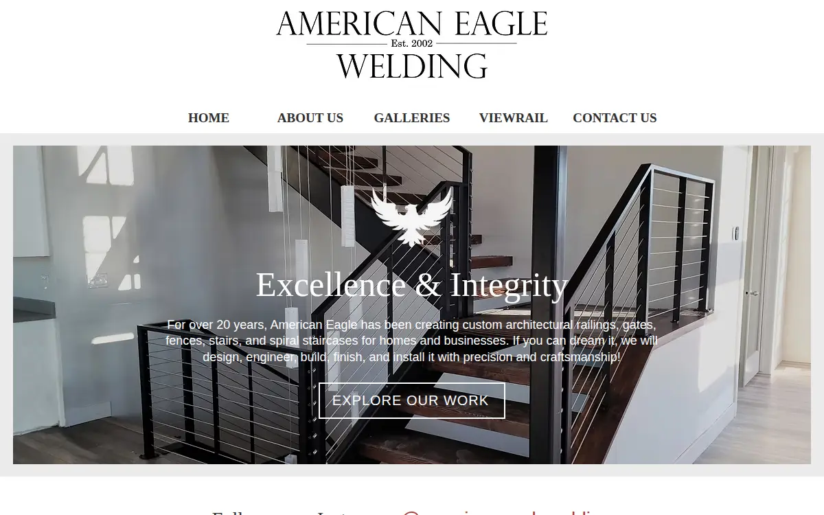 Homepage of American Eagle Welding, INC.