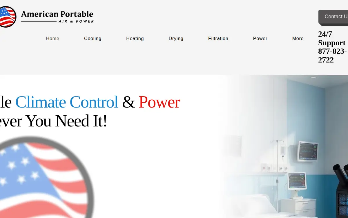 Homepage of American Portable Air Conditioning, INC