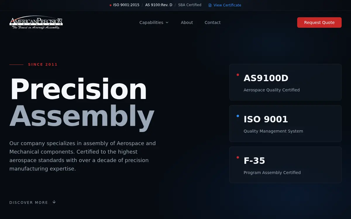Homepage of American Precision Hydraulics