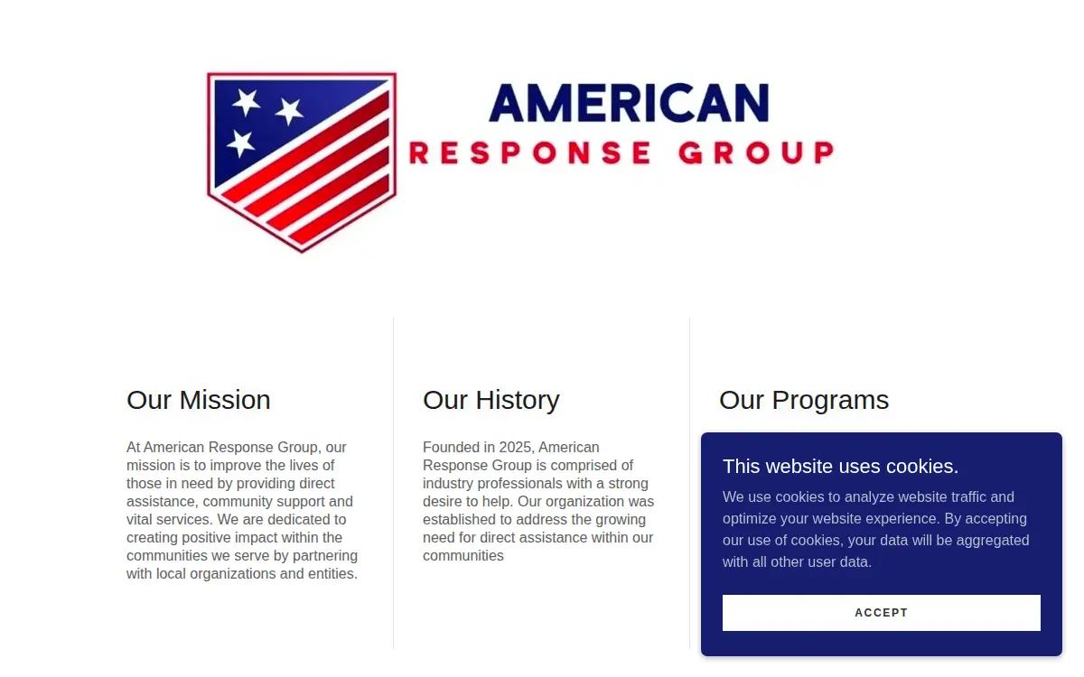 Homepage of American Response Group LLC