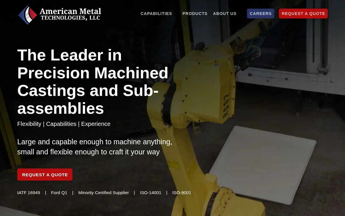 Homepage of American Metal Technologies, LLC