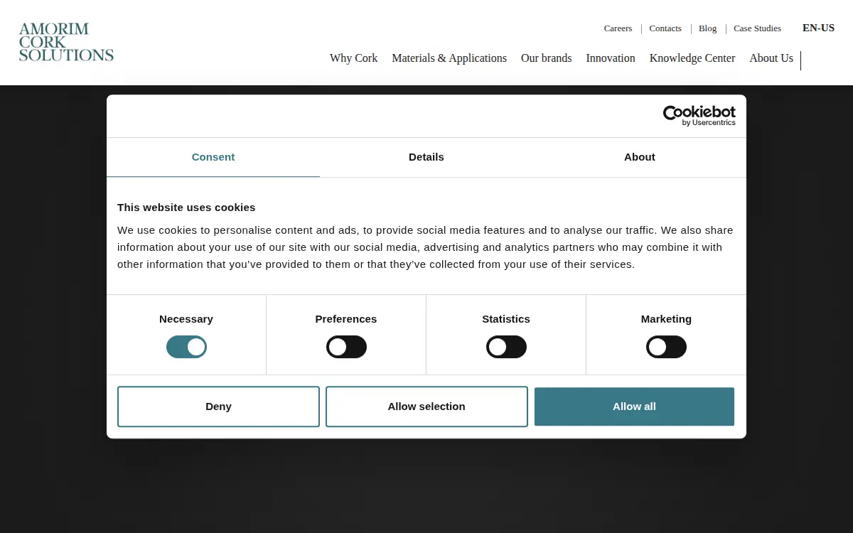 Homepage of Amorim Cork Solutions, INC