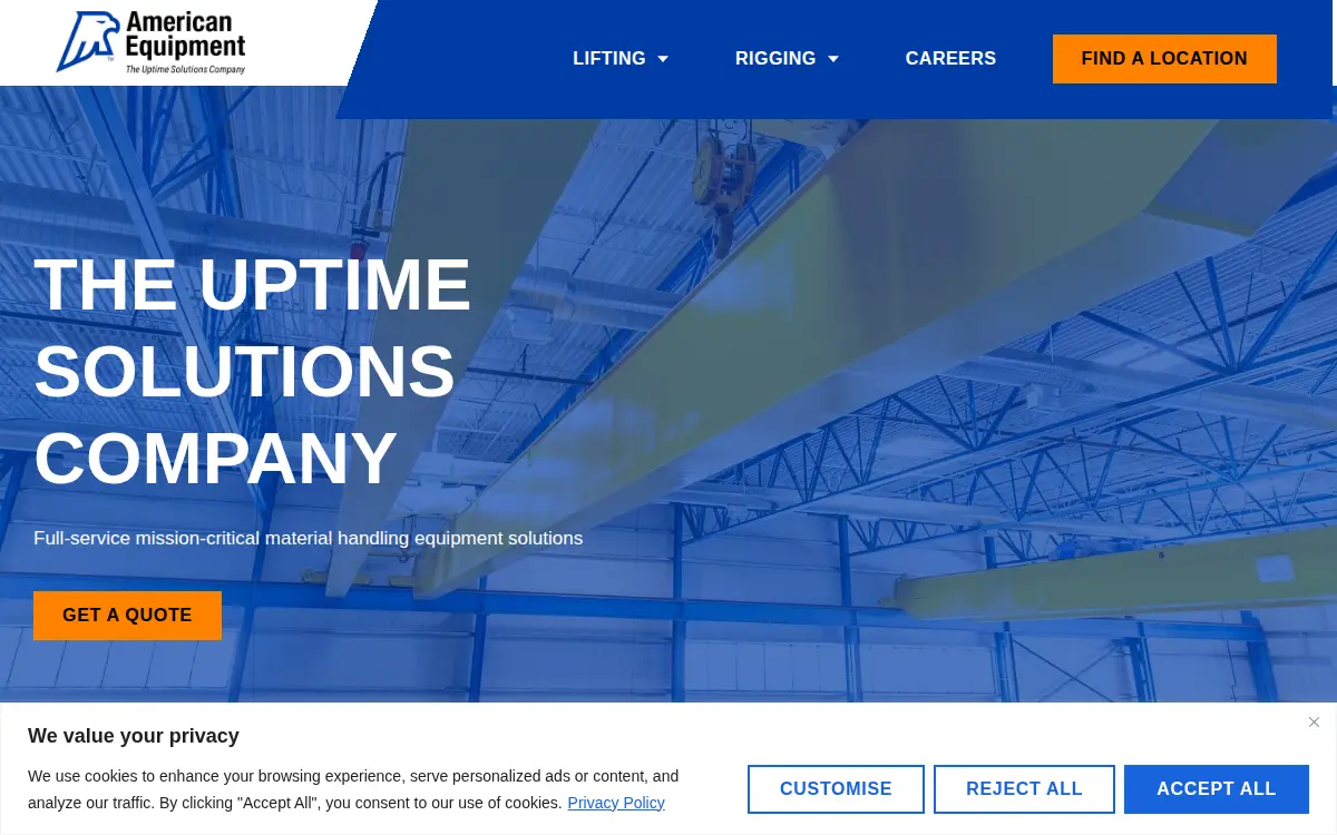 Homepage of American Equipment Systems LLC