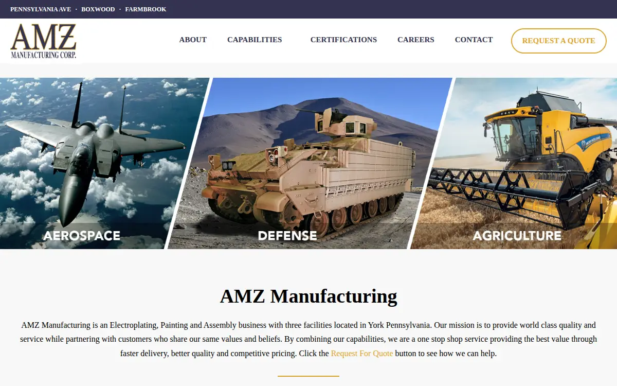 Homepage of Amz Manufacturing CORP