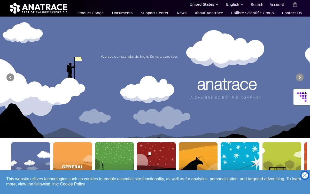 Homepage of Anatrace Products, LLC