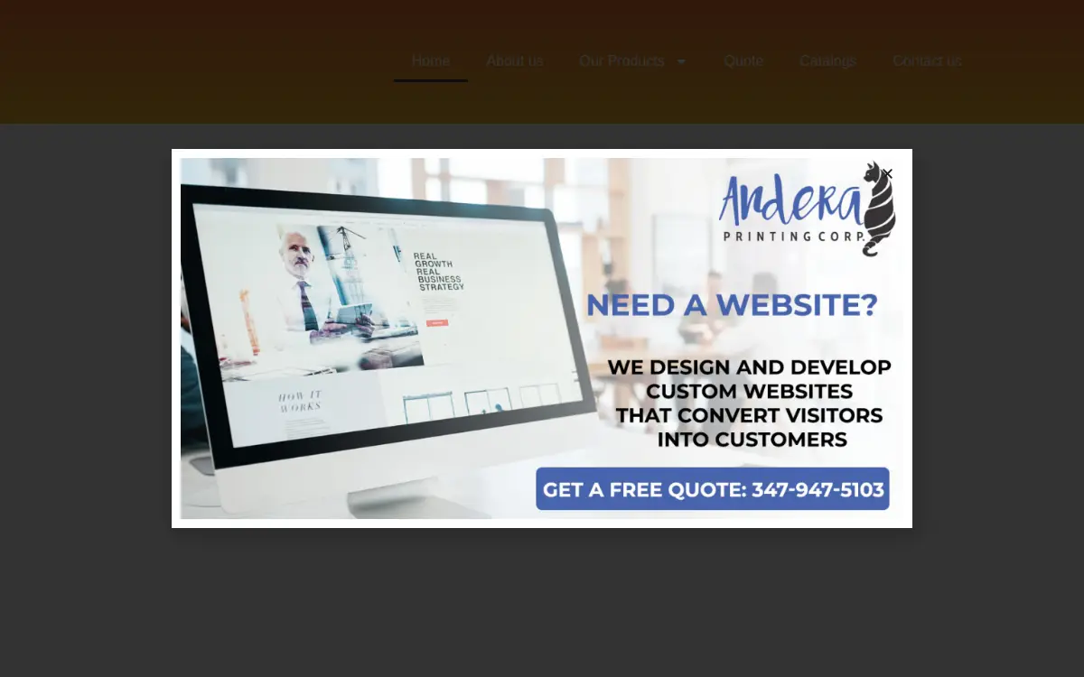 Homepage of Andera Printing, CORP.