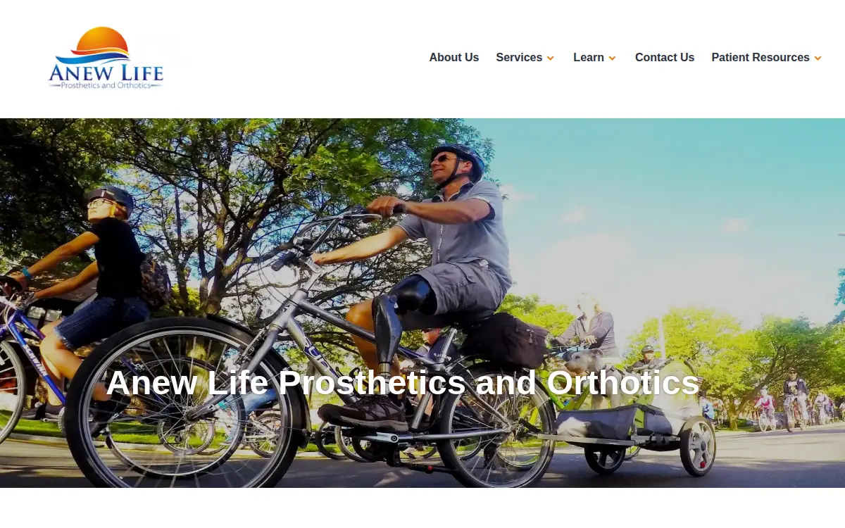 Homepage of Anew Life Prosthetics and Orthotics, LLC