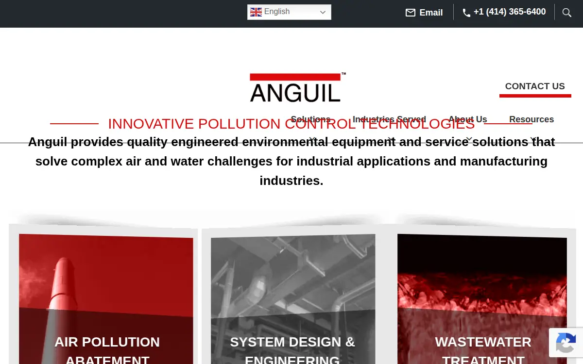 Homepage of Anguil Environmental Systems, INC.