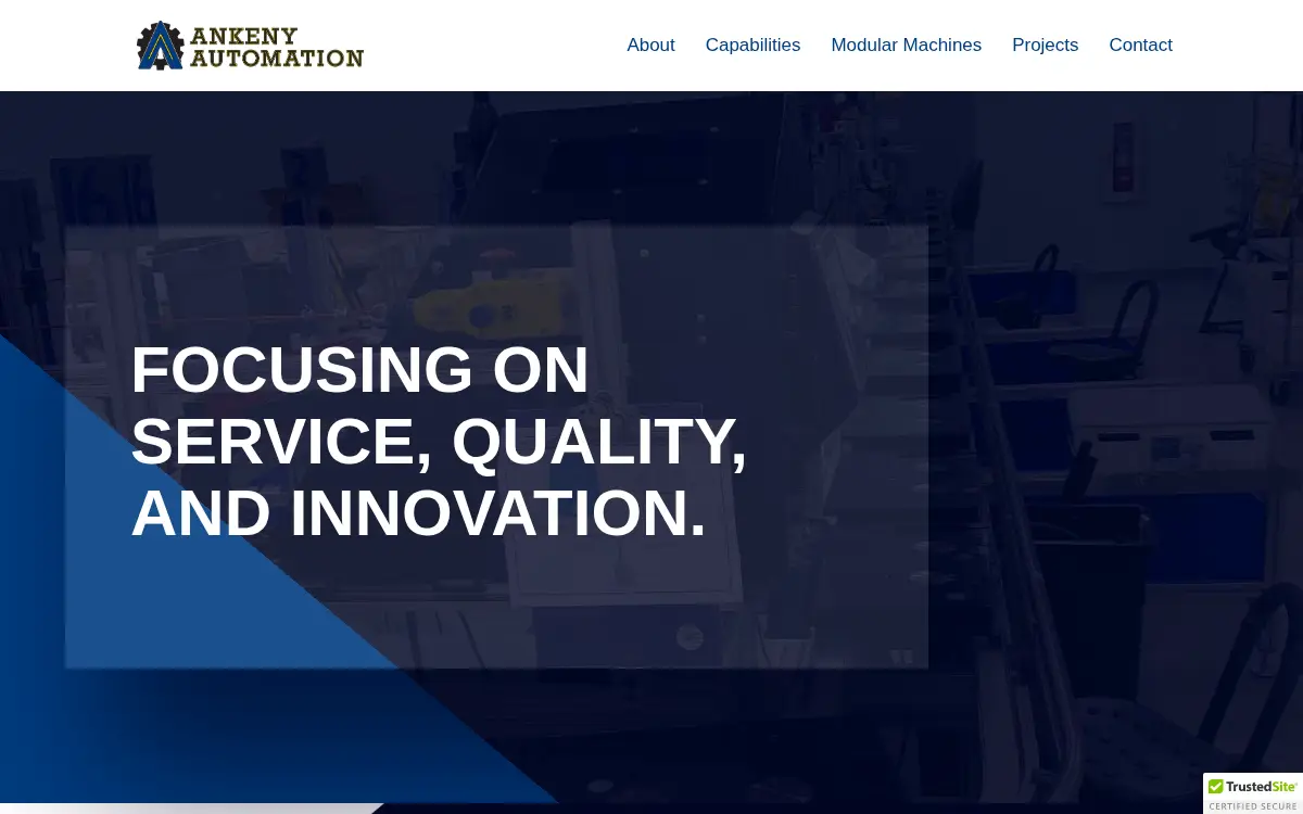 Homepage of Ankeny Automation, LLC