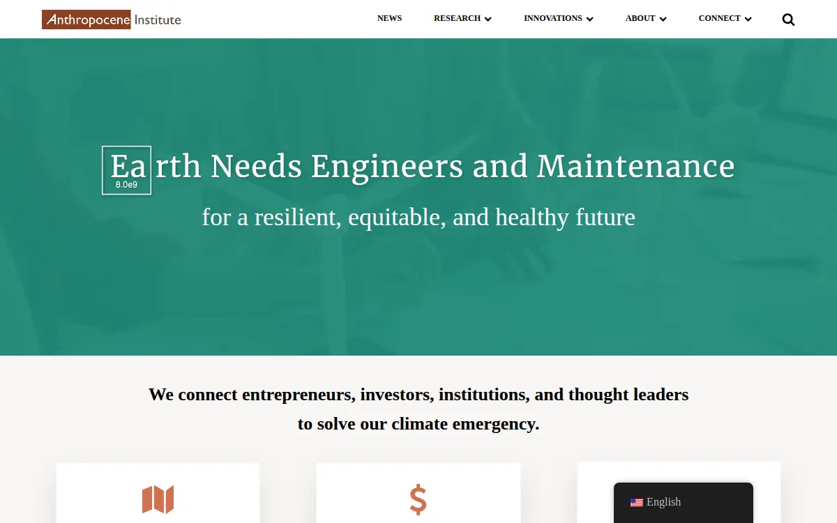 Homepage of Anthropocene Institute LLC