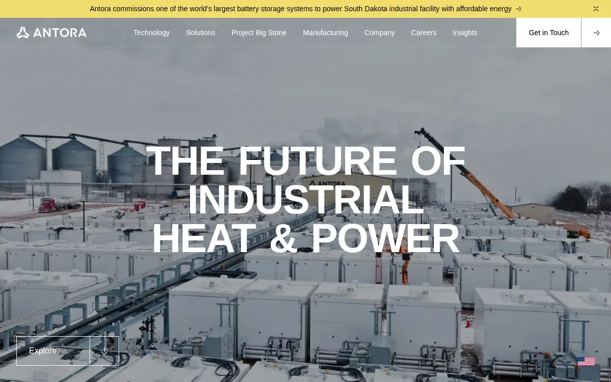 Homepage of Antora Energy, INC.