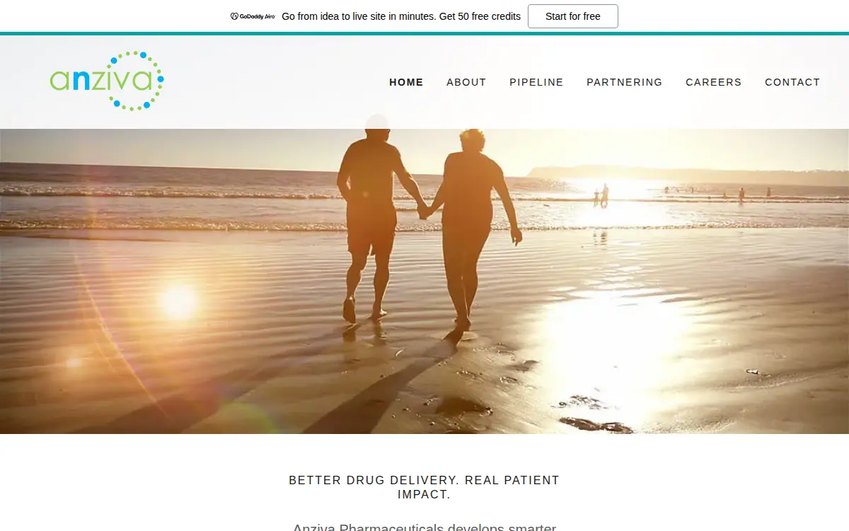 Homepage of Anziva Pharmaceuticals INC.