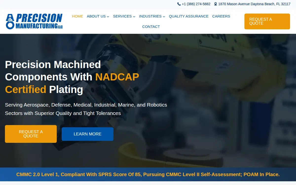 Homepage of Ao Precision Manufacturing LLC