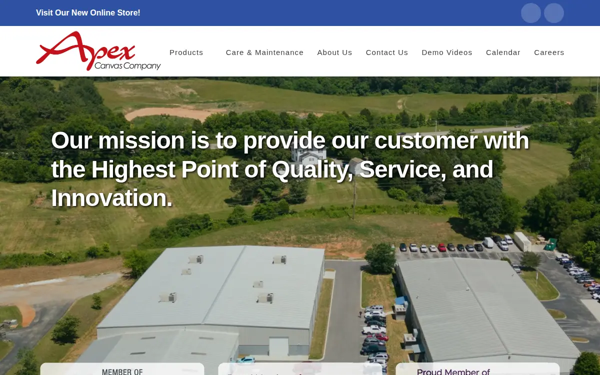 Homepage of Apex Canvas CO LLC