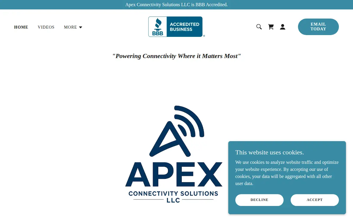 Homepage of Apex Connectivity Solutions LLC